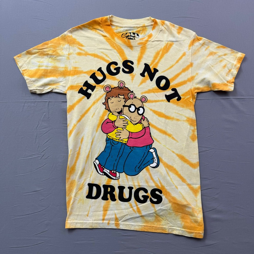 Call Your Mother Arthur Hugs Not Drugs Tie Dye Graphic T-Shirt Small